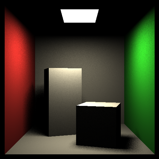 Ray-traced room with coloured lights and shadows
