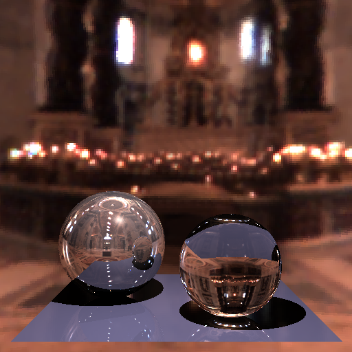 Ray-traced spheres in a reflective room
