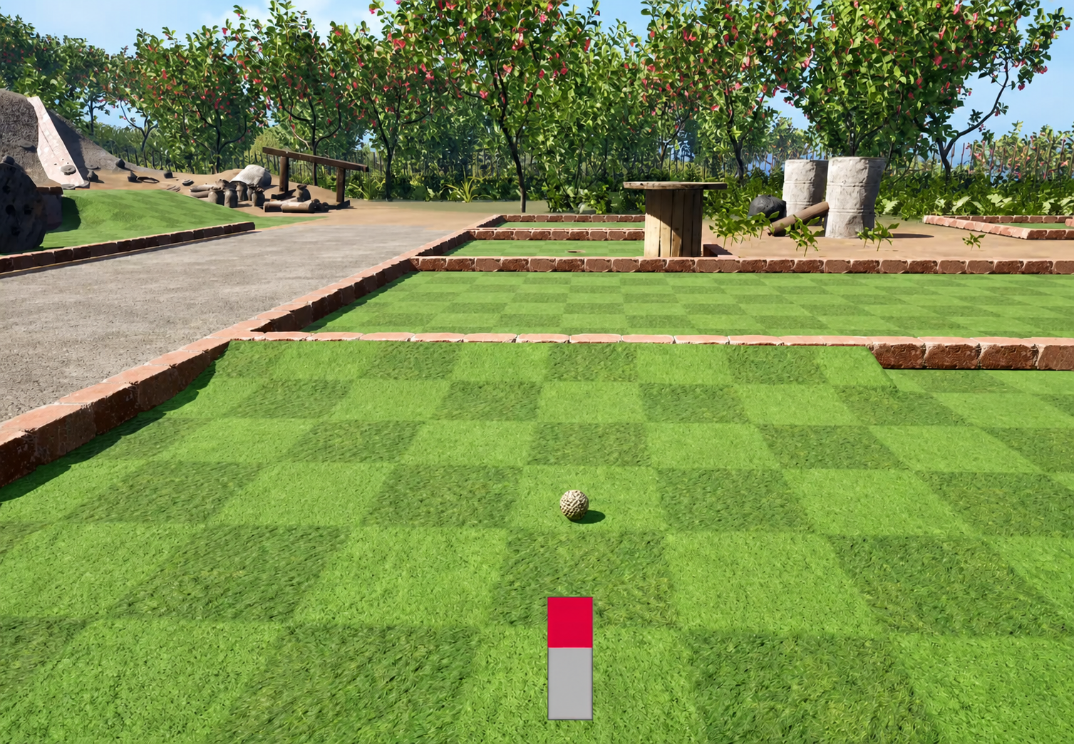 Wide view of the playable 18-hole golf prototype course