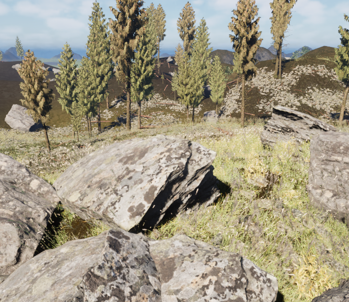 Photorealistic tundra biome with detailed vegetation and terrain